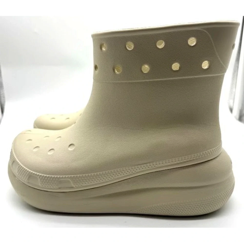 Crocs Crush Rain Boot Bone Women's M7 W9 Waterproof Platform Ankle Boots C21